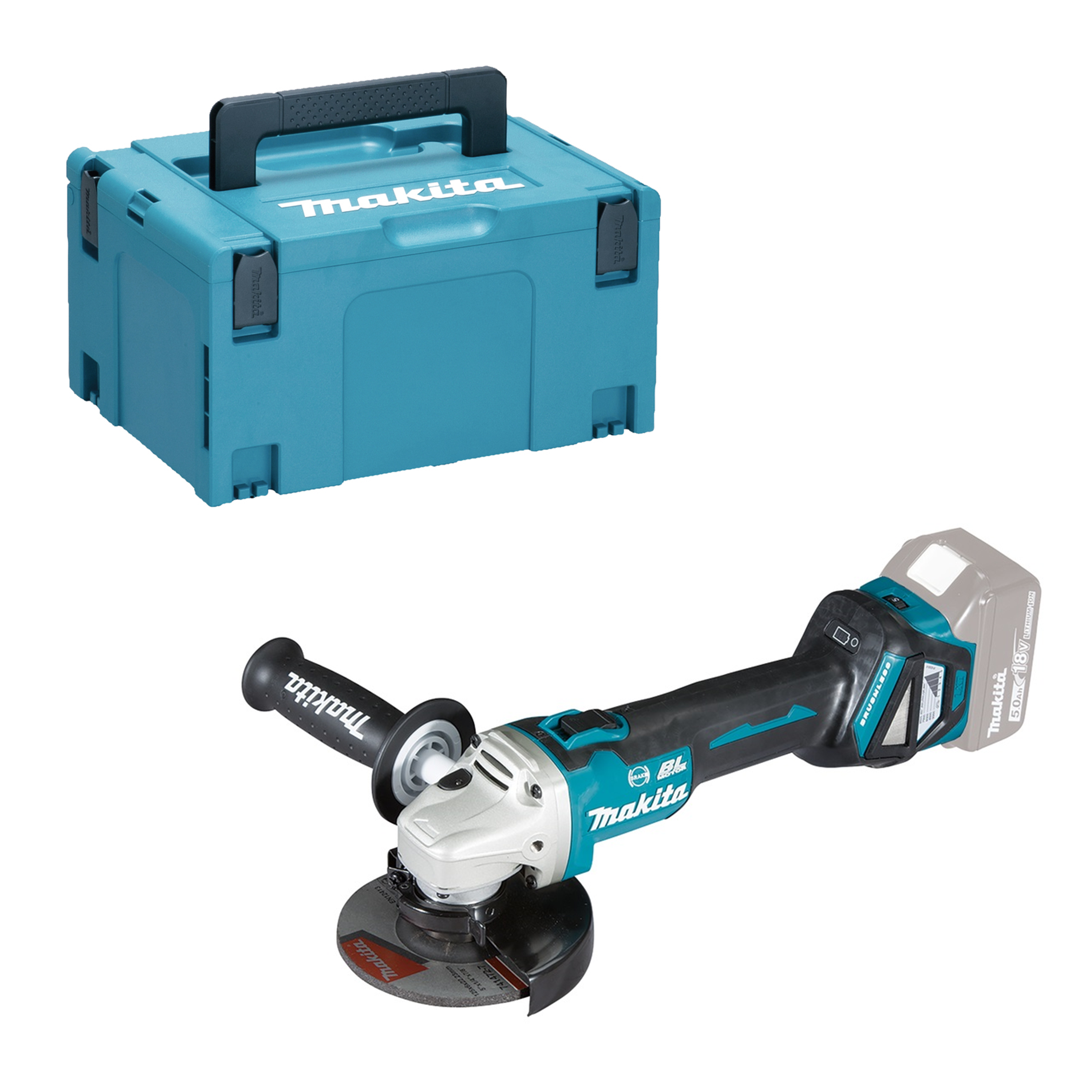 Makita DGA513ZJ Akku-Winkelschleifer 18V 125mm ohne Akku ohne Lader im Makpac