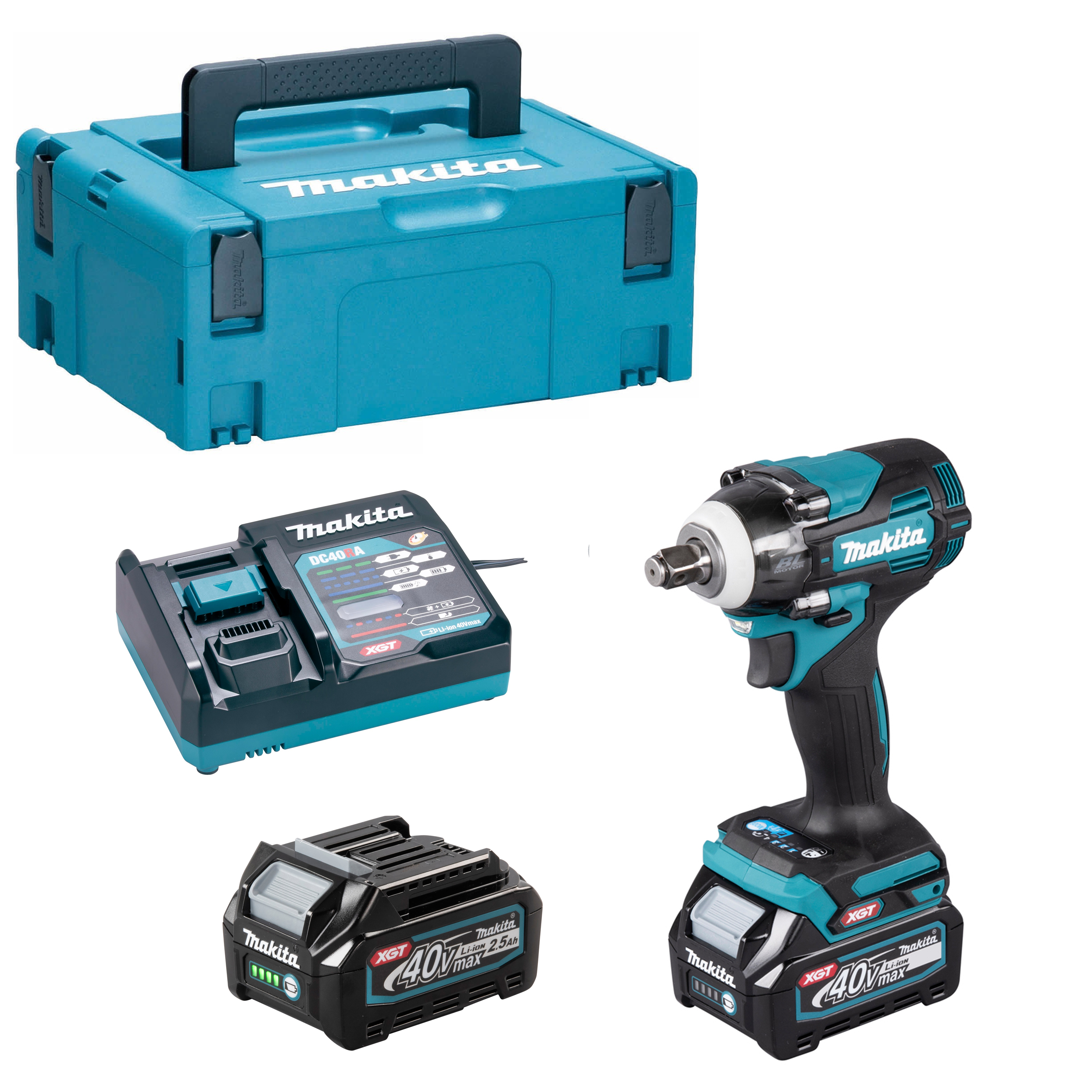 Makita TW004GD201 Akku-Schlagschrauber 40V 2x 2,5Ah Akku + Lader im Makpac