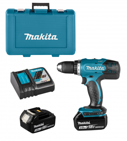 Makita DHP453RFE Trapano a batteria 18V 2x 3.0 Ah + caricabatteria valigetta di trasporto 