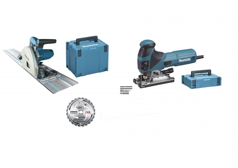 Makita MEU029J Sägen-Set 1300W Schiene 1,5m im Makpac (SP6000J + 4351FCTJ) 
