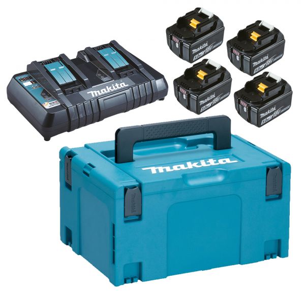 Makita 197626-8 Akku - Power Kit 18V 4x 5,0Ah Batterie + Lader im Makpac 