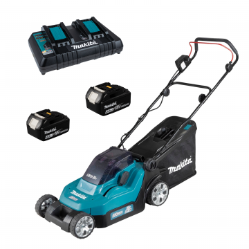 Makita DLM382PM2 Tosaerba a batteria 18V 2x 4.0 Ah + caricabatteria 