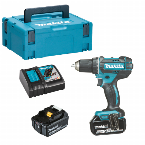 Makita DDF482RTJ Trapano avvitatore 18V 2x 5,0Ah caricabatteria Makpac