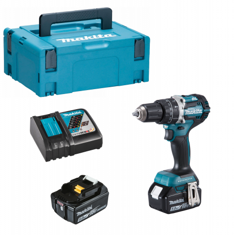 Makita DHP484RTJ Akku - Schlagbohrschrauber 18V 2x 5,0Ah Batterie + Lader im Makpac