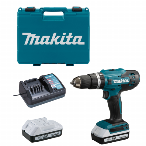 Makita HP488DWE Trapano a percussione a batteria 18V 2 x 1,5Ah + Caricabatteria valigetta di trasporto