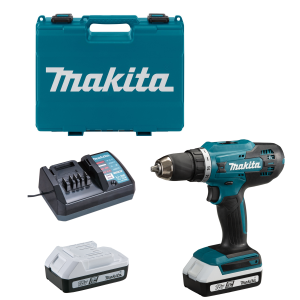 Makita DF488DWE Akku-Bohrschrauber 18V 2x 1,5 Ah Akku + Lader im Transportkoffer 