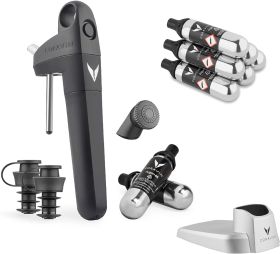 Coravin Pivot + Sistema di conservazione del vino in bundle Premium Incl. aeratore 2 tappi, 8 capsule di argon e base in metallo