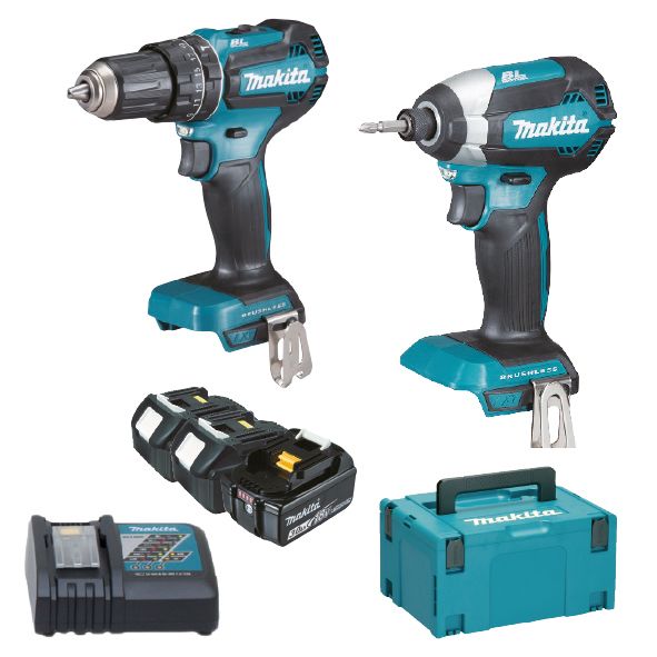 Makita DLX2283JX1 Set trapani a batteria 18V 3x 3,0Ah Makpac (DTD153Z + DHP485Z)