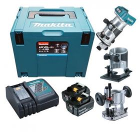 Makita DRT50RTJX2 Akku-Einhandfräse 18V 2x5Ah Batterie + Lader im Makpac