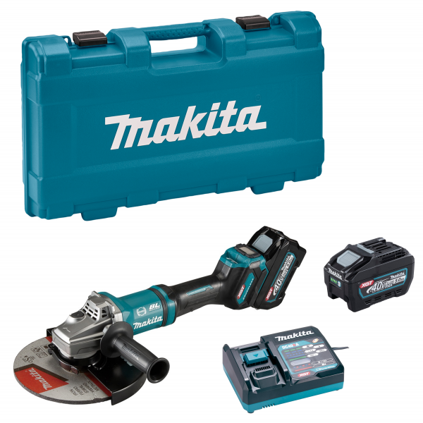 Makita GA038GT201 Smerigliatrice angolare a batteria 40V 2 x 5,0Ah + caricabatteria valigetta di trasporto