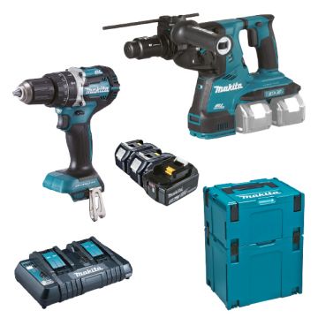 Makita DLX2280PTJ Akku-Bohrerset 18V 3x 5,0Ah im Makpac (DHP484 + DHR281)